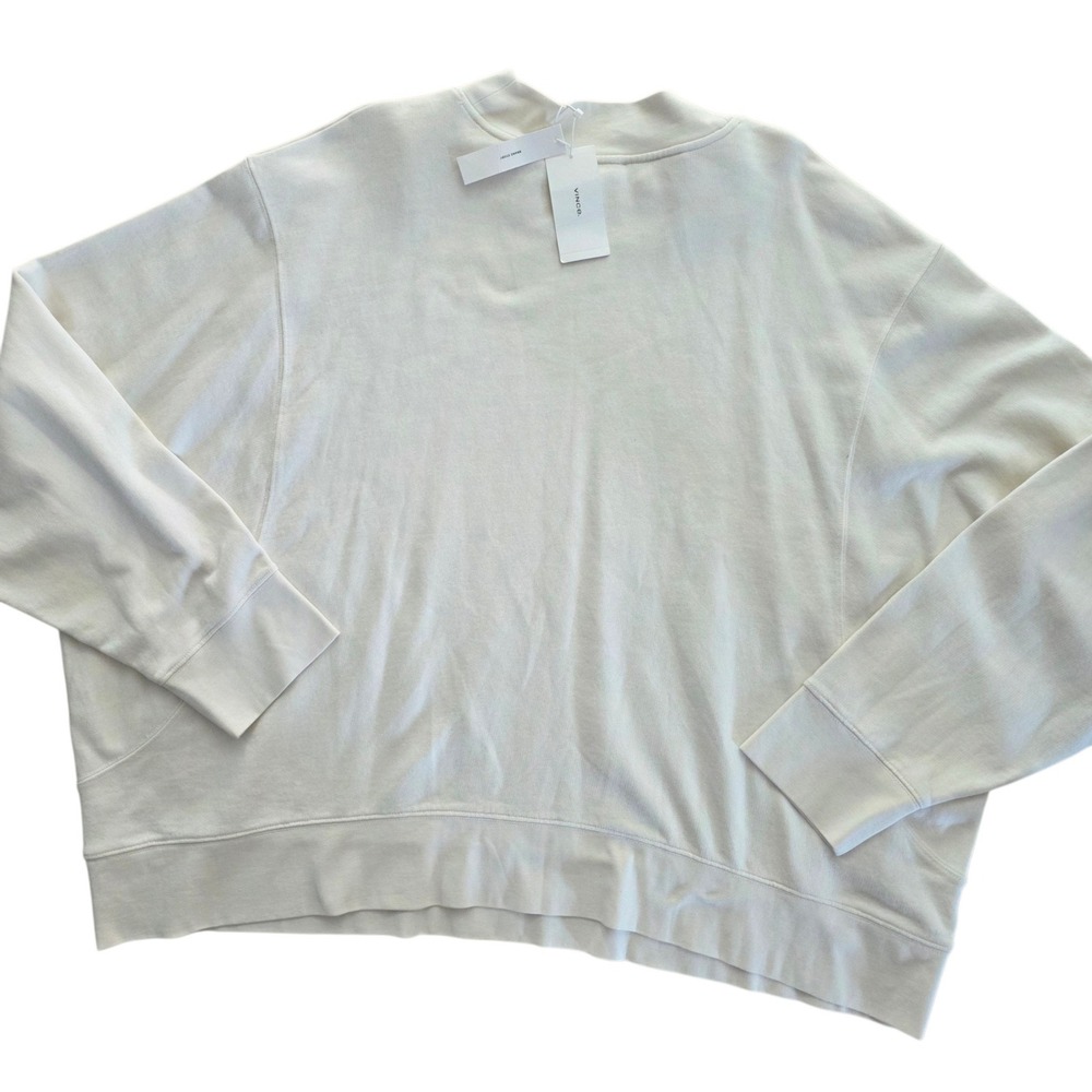 Vince Womens Bone White Cotton French Terry Oversized Sweatshirt NWT XXXL